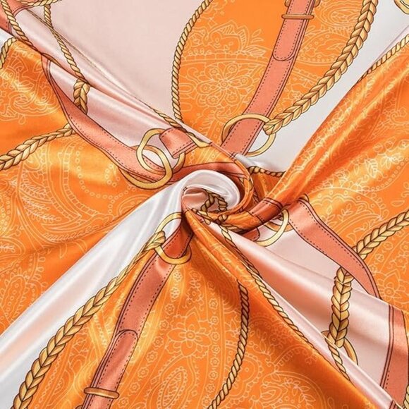 Head Scarf for Women Like Silk Scarf Hair Scarf Printed Square Scarf - Picture 7 of 7